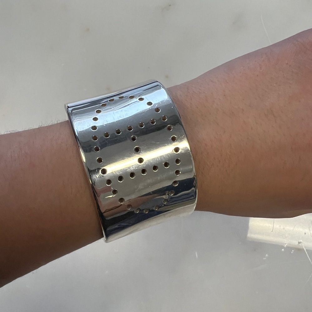 Hermes Sterling Silver Eclipse Cuff Bracelet